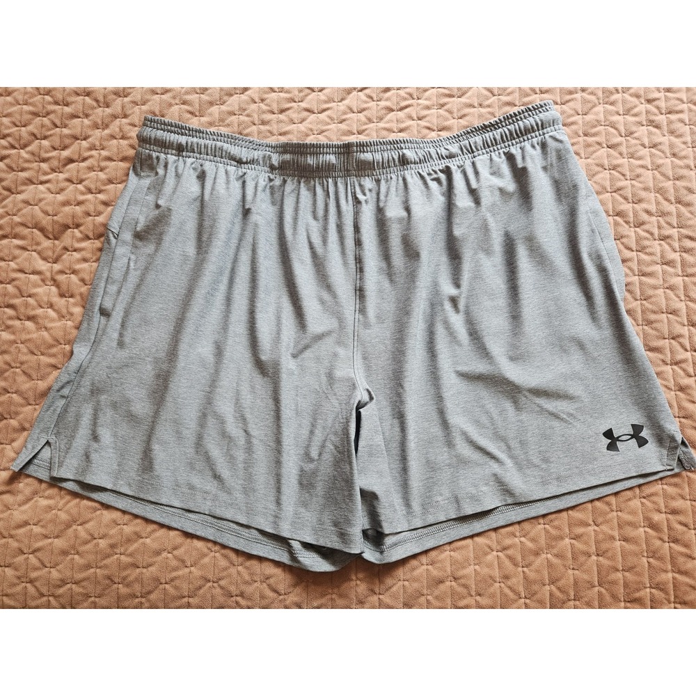 NWT Under Armour Mens Gray Active Shorts Pockets Elastic Waist w/Drawstring, 2XL